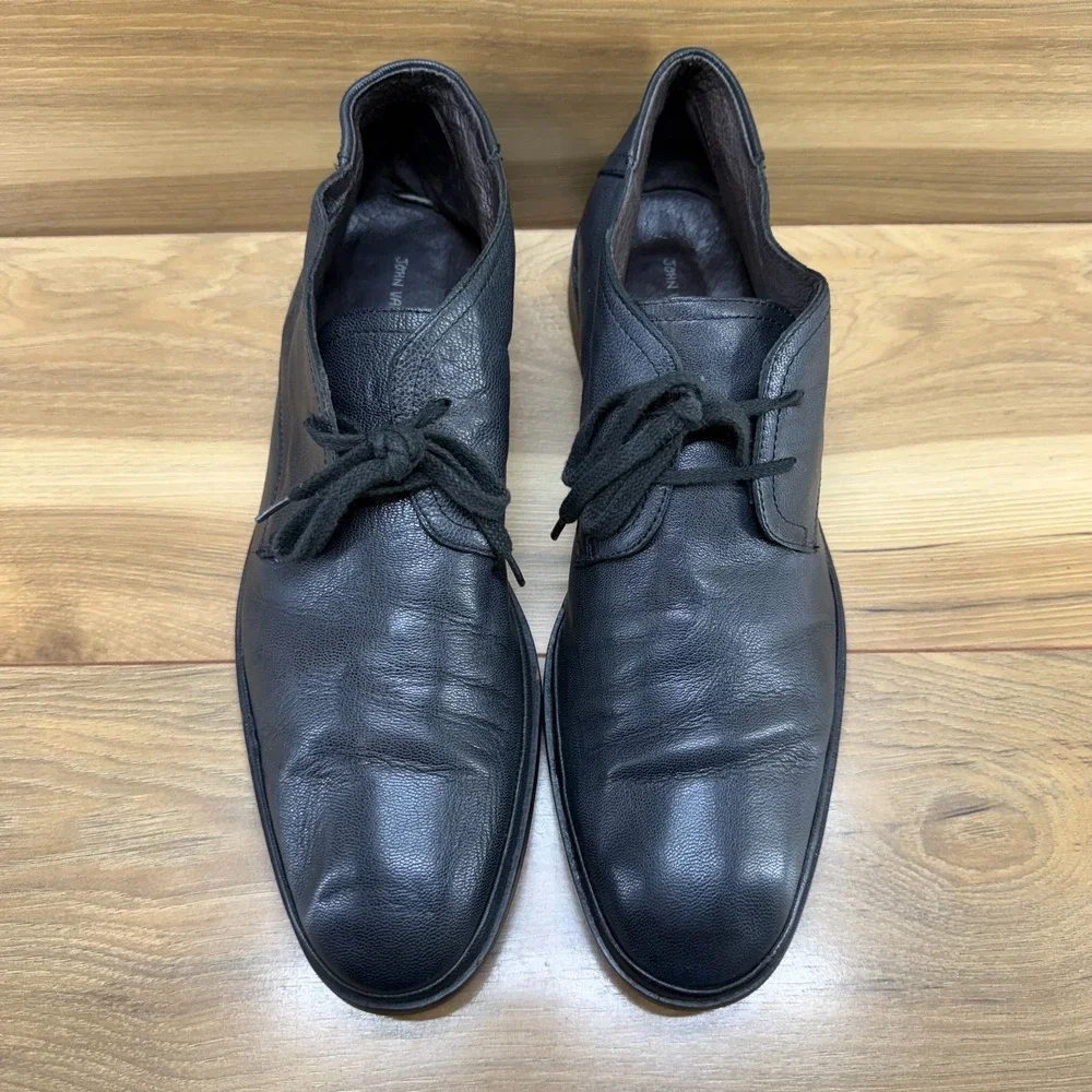John Varvatos Black Leather Chukka Boot Mens 12 M Soft Lace Up Business Casual
